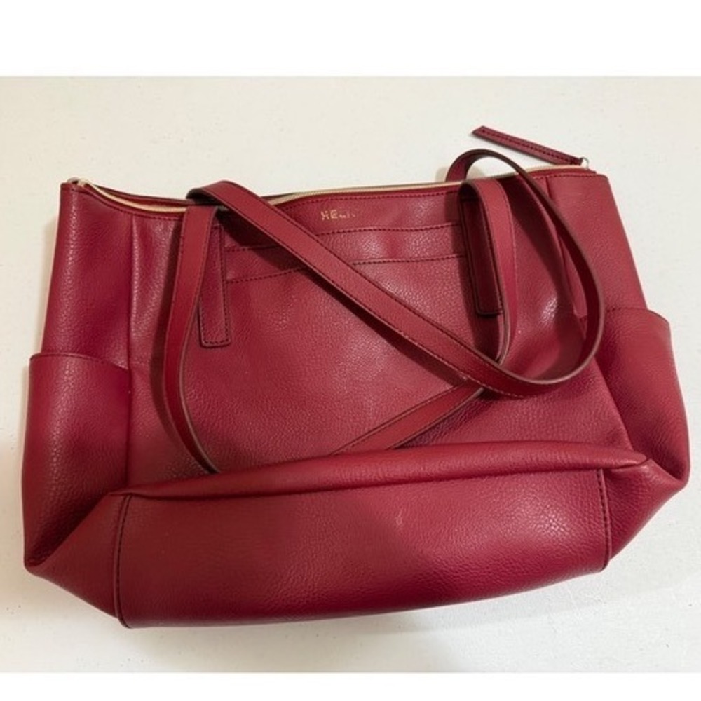 Relic Burgundy Red Pebbled Faux Leather Tote Bag Zip Top Shoulder Bag